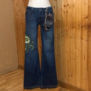 NWT Antik Denim Golden Dragon Flare Bell Bottoms